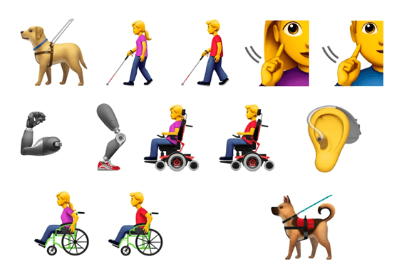 Novos emojis representam pessoas com deficiência!